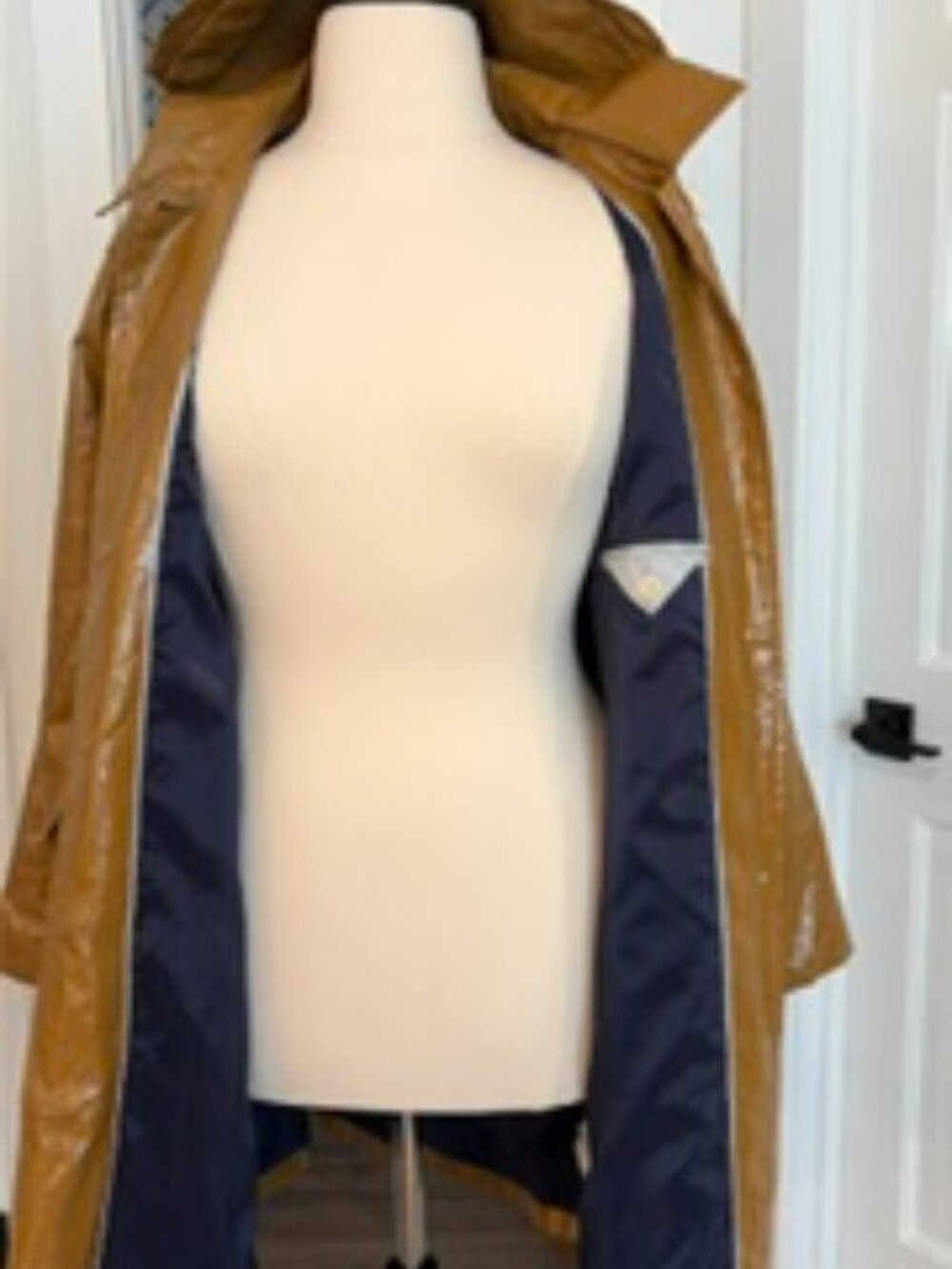 JCrew Collection Laminated Linen Trench in Golden Brandy Sz L - Picture 4 of 8